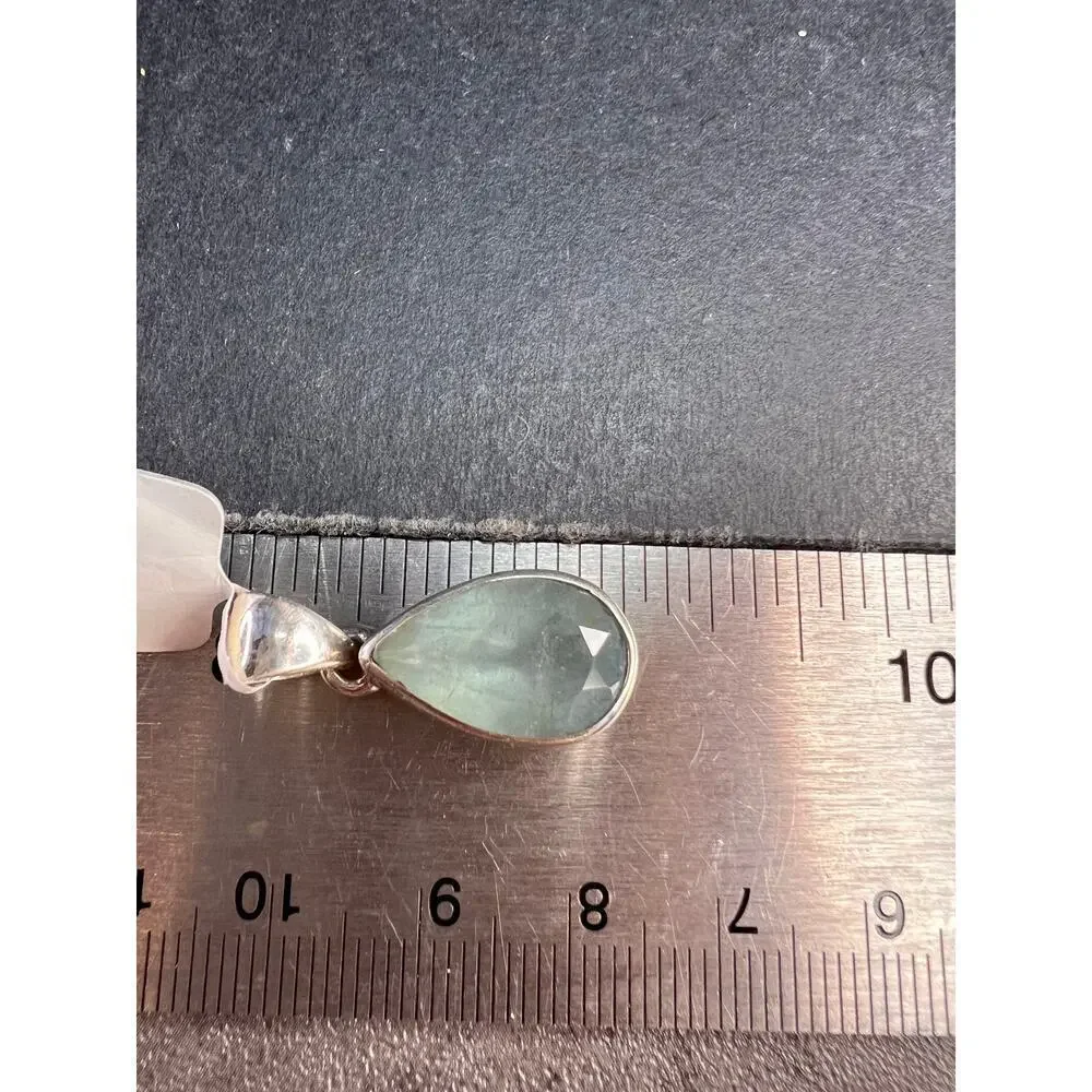 NEW Aquamarine sterling silver teardrop pendant